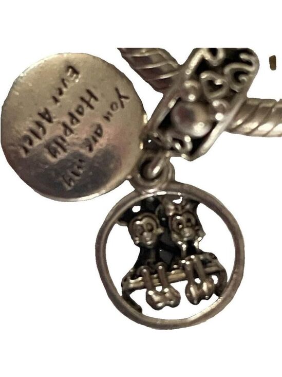 Pandora Jewelry - Pandora Happily Ever After Engraved Silver Charm W/Mickey & Minnie Dangle
